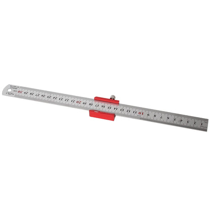 45/90 Degree Steel Ruler Positioning Block and Scriber, Adjustable Woodworking Measuring Tool - WooLyz